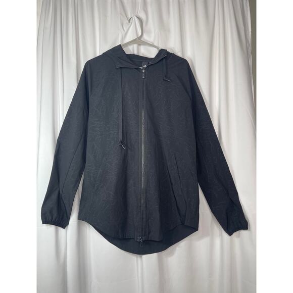 Adidas women's medium jacket light weight black zip front hooded gray pattern - Picture 14 of 16